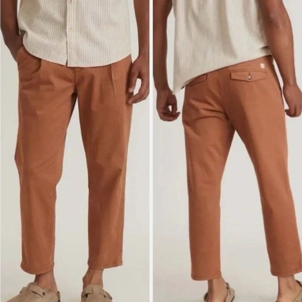 Marine Layer Hudson Relaxed Cropped Pant In Faded Chestnut Size XL